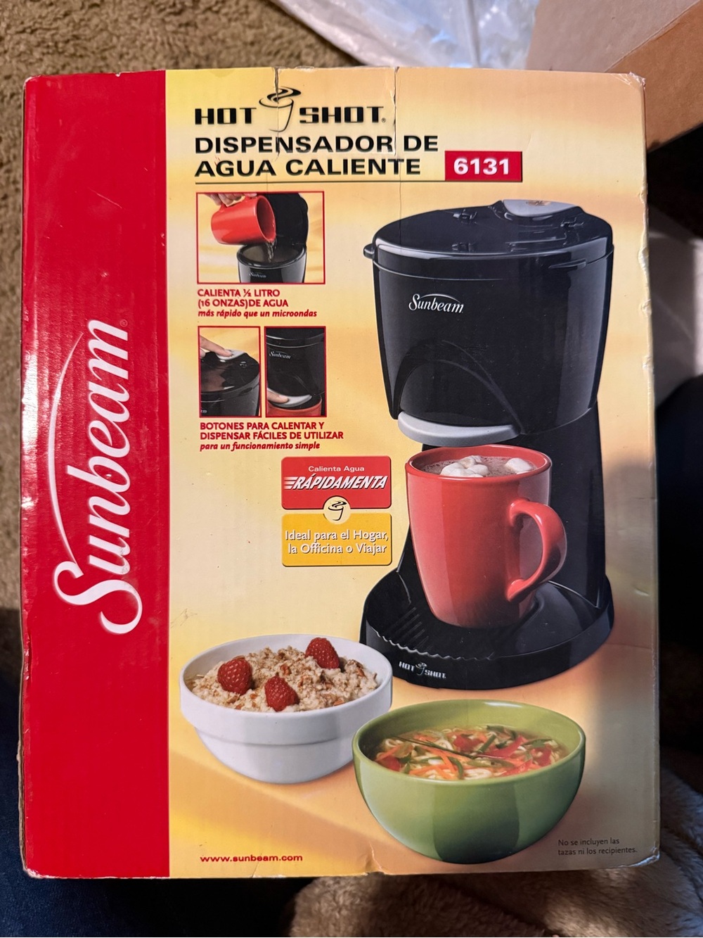 Sunbeam Black Hot Water Dispensing Brewer with Red Mug Accents